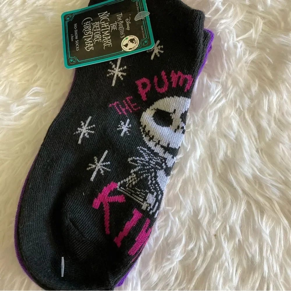 The Nightmare Before Christmas 2 Pairs No Show Socks NWT Jack & Sally